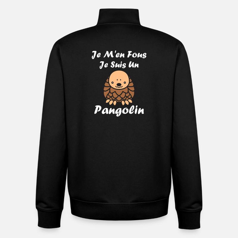 Pangolin Jo M'en Fous - Sweat zippé unisexe en coton bio Stanley/Stella - noir
