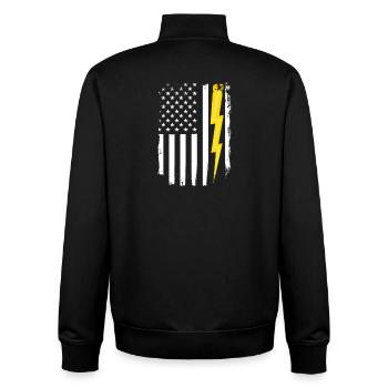 US-Flagge Flash Patriotischer Elektroingenieur - Unisex Organic Zip Sweatshirt von Stanley/Stella - Schwarz - Hinten - AI Model Male 185 light (185cm)