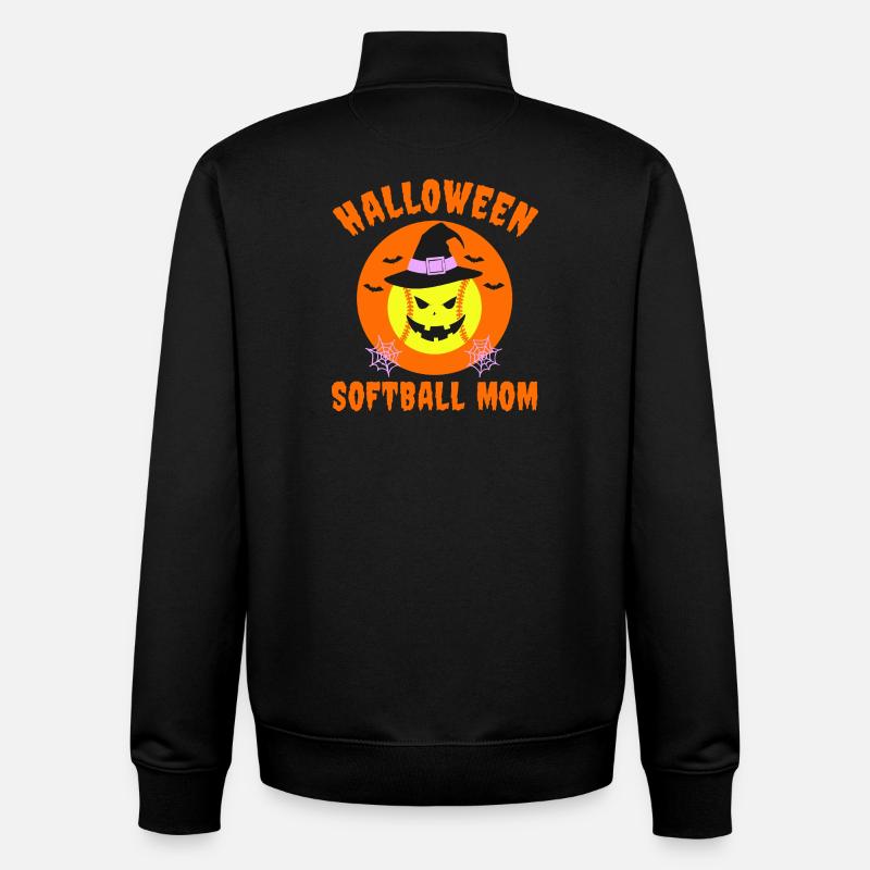 Conception de maman de softball d’Halloween - Sweat zippé unisexe en coton bio Stanley/Stella - noir