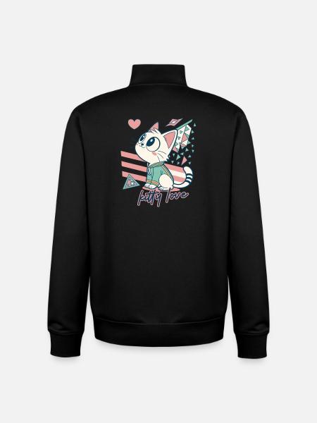 Kitty Love Geometric Pop Art - Unisex Organic Zip Sweatshirt by Stanley/Stella - black