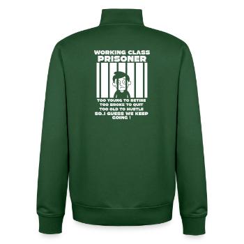Lundi Trapped Work Drôle Tenue De Travail - Sweat zippé unisexe en coton bio Stanley/Stella - vert bouteille - Dos - AI Model Male 185 dark (185cm)