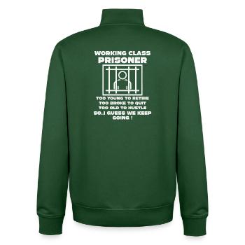 Lundi Trapped Work Drôle Tenue De Travail - Sweat zippé unisexe en coton bio Stanley/Stella - vert bouteille - Dos - AI Model Male 185 dark (185cm)