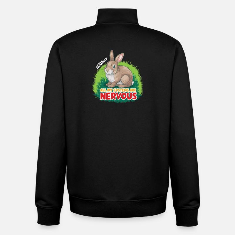 Lapin nerveux: blague système - Sweat zippé unisexe en coton bio Stanley/Stella - noir