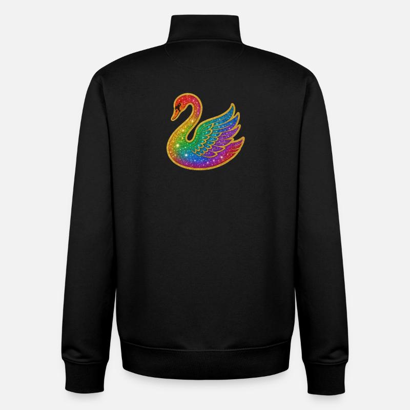 Regenbogen Glitzer Schwan - Unisex Organic Zip Sweatshirt von Stanley/Stella - Schwarz