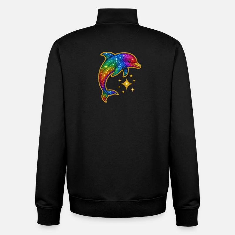 Regenbogenleuchtender Delfin der Sterne - Unisex Organic Zip Sweatshirt von Stanley/Stella - Schwarz