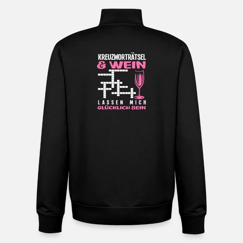 Mots croisés Vin Happy Be Humour - Sweat zippé unisexe en coton bio Stanley/Stella - noir