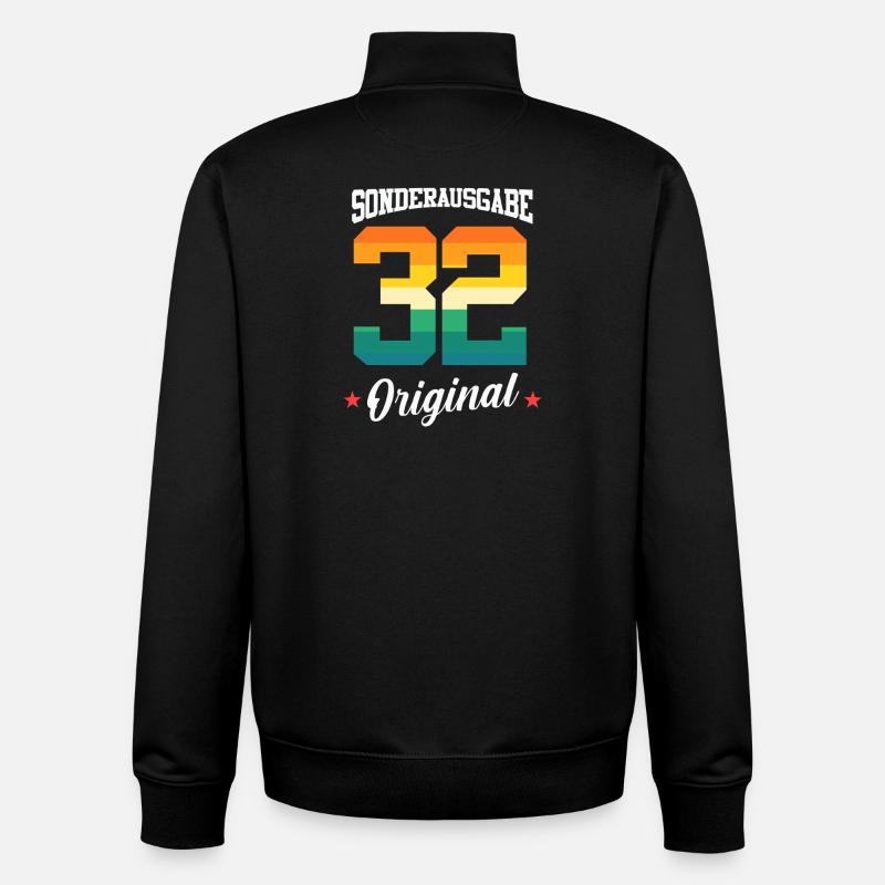 32 Anniversaire - Sweat zippé unisexe en coton bio Stanley/Stella - noir
