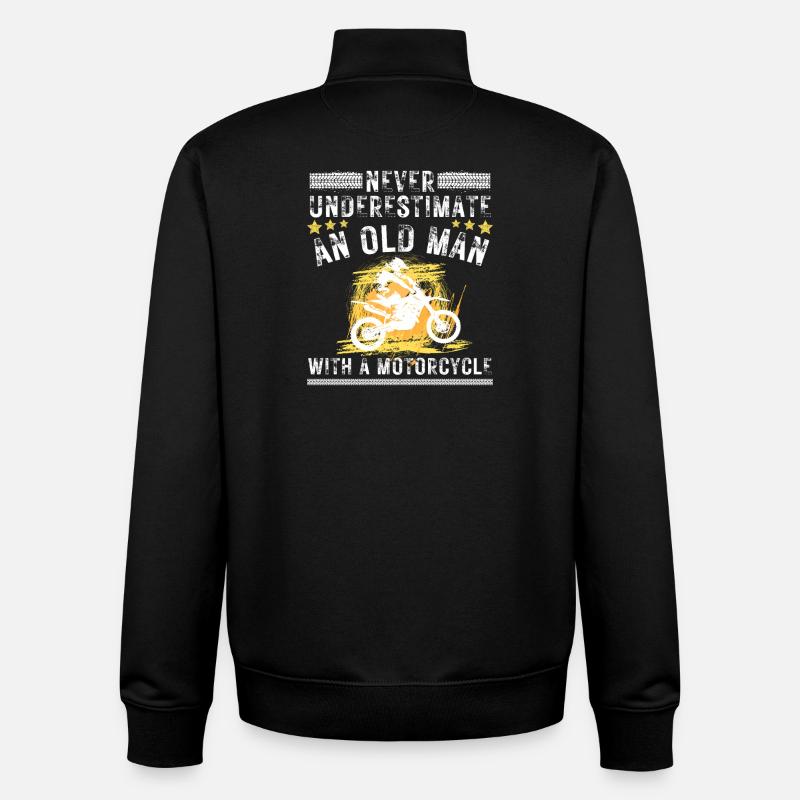 Old Man With Motorcycle - Unisex Organic Zip Sweatshirt by Stanley/Stella - black