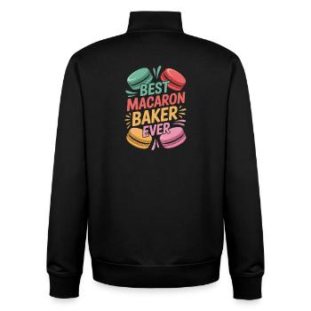 Macaron Desserts Français - Sweat zippé unisexe en coton bio Stanley/Stella - noir - Dos - AI Model Male 185 light (185cm)