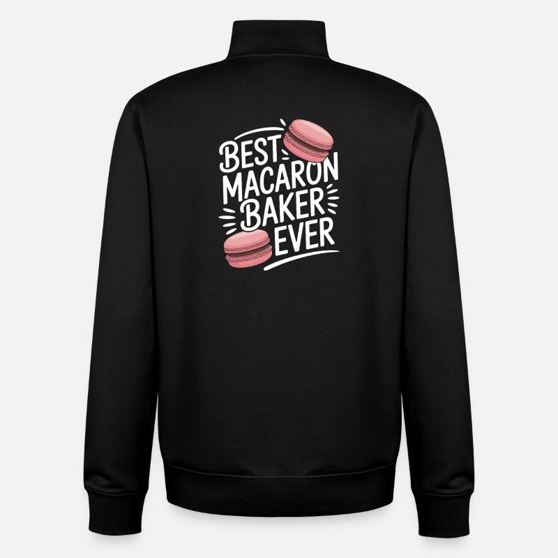Macaron Desserts Français - Sweat zippé unisexe en coton bio Stanley/Stella - noir