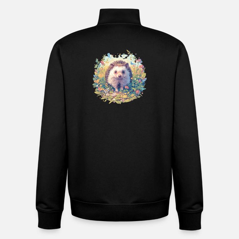 Hérisson - Sweat zippé unisexe en coton bio Stanley/Stella - noir