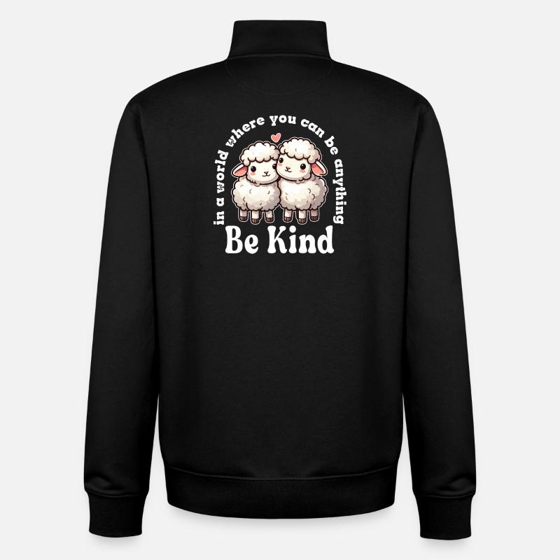 Deux brebis mignonnes Be Kind - Sweat zippé unisexe en coton bio Stanley/Stella - noir