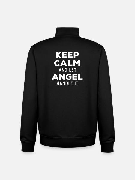 Keep Calm Let Angel Fix It Funny Saying - Unisex Organic Zip Sweatshirt by Stanley/Stella - black