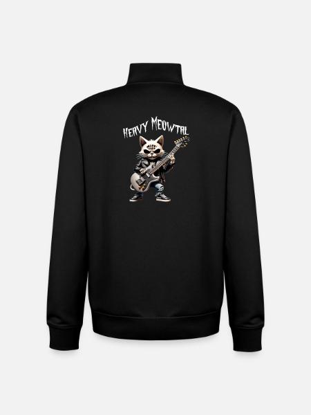 Cat Rocker with Guitar - Unisex Organic Zip Sweatshirt by Stanley/Stella - black