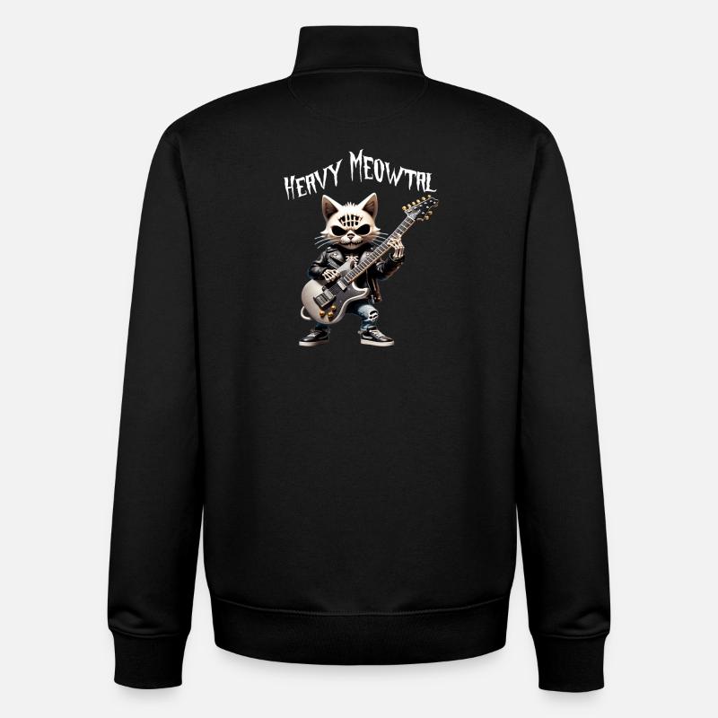 Cat Rocker with Guitar - Unisex Organic Zip Sweatshirt by Stanley/Stella - black