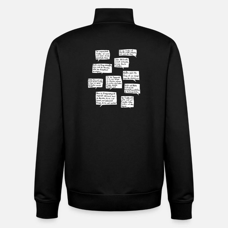 Dix citations pour la paix - Sweat zippé unisexe en coton bio Stanley/Stella - noir