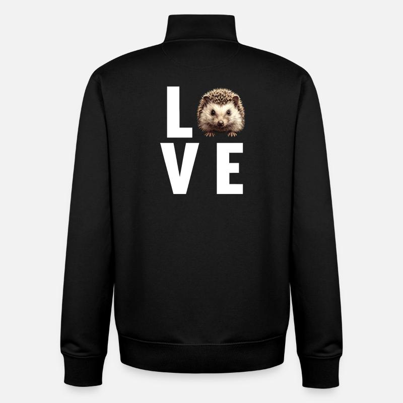 Hérisson - Sweat zippé unisexe en coton bio Stanley/Stella - noir