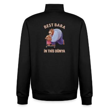 Best Baba - Türk Baba Father's Day Bear Design - Unisex Organic Zip Sweatshirt by Stanley/Stella - black - Back - AI Model Male 185 light (185cm)