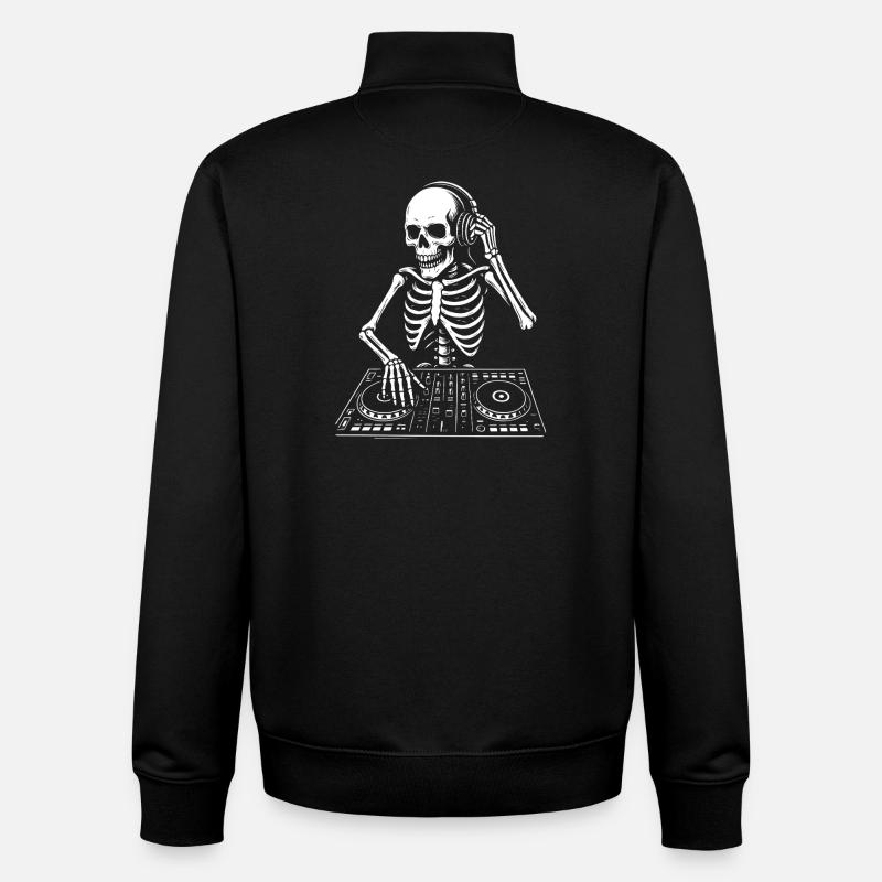 DJ squelette sur le pont - Sweat zippé unisexe en coton bio Stanley/Stella - noir
