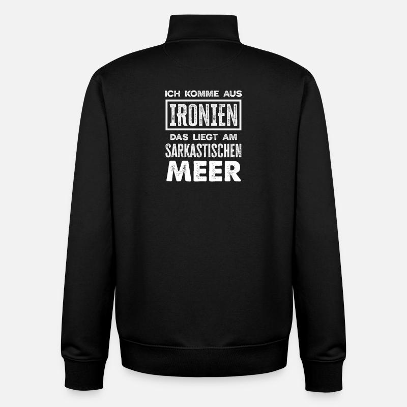 Je viens des ironies – Mer sarcastique - Sweat zippé unisexe en coton bio Stanley/Stella - noir
