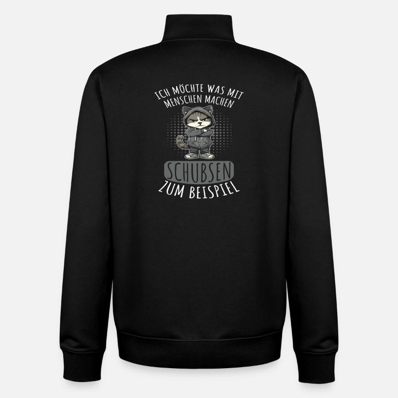 Menschen Schubsen Lustiger Spruch - Unisex Organic Zip Sweatshirt von Stanley/Stella - Schwarz