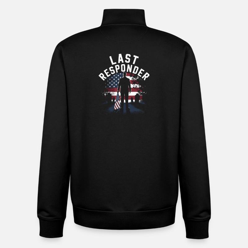 Drapeau hommage au dernier répondant - Sweat zippé unisexe en coton bio Stanley/Stella - noir