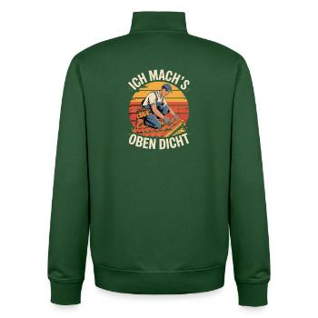 Ich Mach's Oben Dicht Dachdecker Humor - Unisex Organic Zip Sweatshirt von Stanley/Stella - Flaschengrün - Hinten - AI Model Male 185 dark (185cm)
