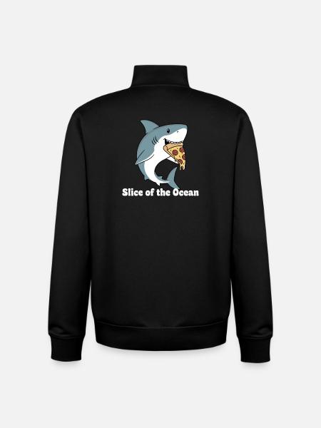 Shark bites pizza - Unisex Organic Zip Sweatshirt by Stanley/Stella - black
