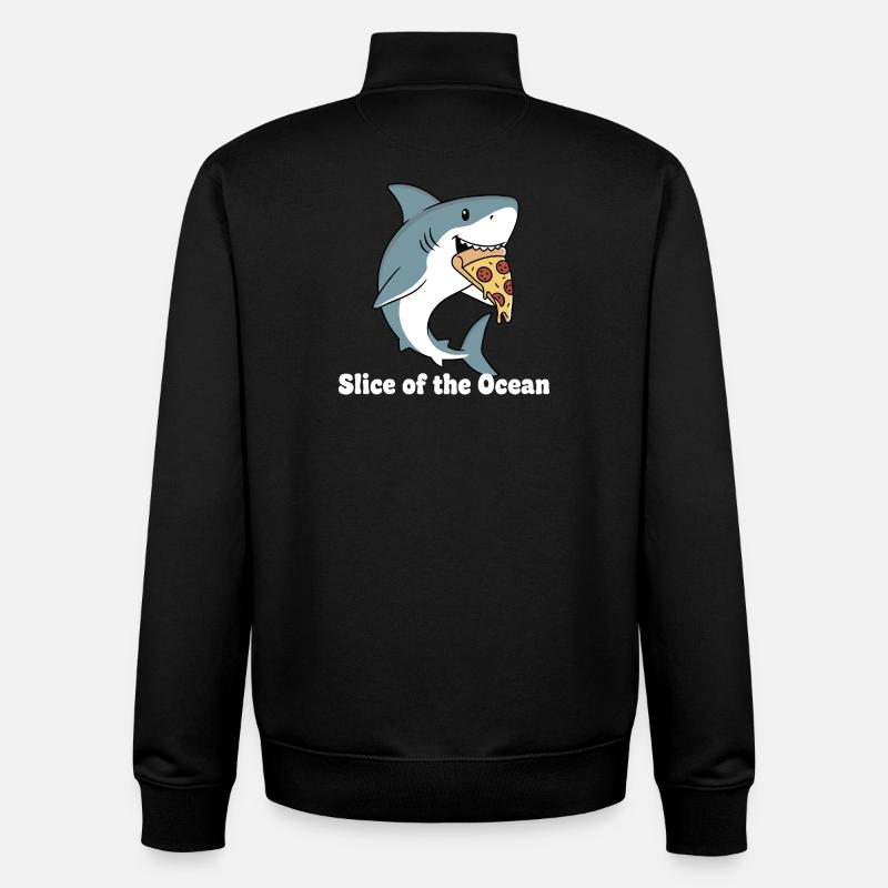 Shark bites pizza - Unisex Organic Zip Sweatshirt by Stanley/Stella - black