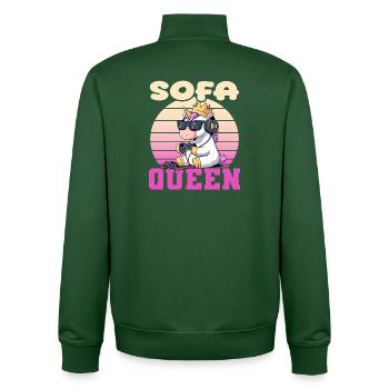 Canapé QUEEN - Licorne gaming - Sweat zippé unisexe en coton bio Stanley/Stella - vert bouteille - Dos - AI Model Male 185 dark (185cm)
