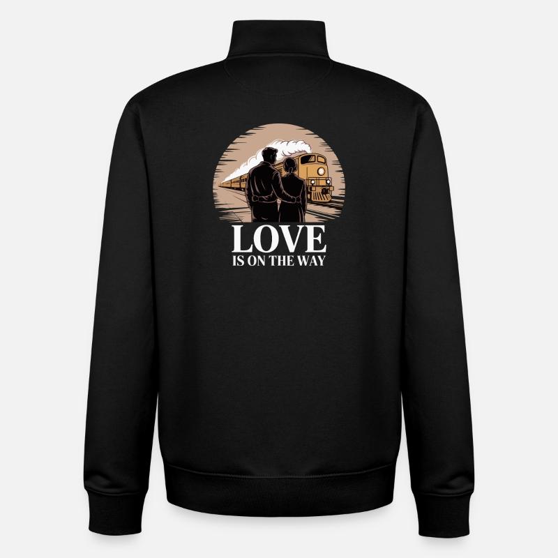 L'amour en chemin Train Romance - Sweat zippé unisexe en coton bio Stanley/Stella - noir