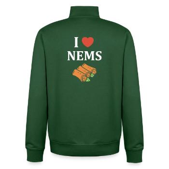 Ich mag NEMS und Frühlingsrollen - Unisex Organic Zip Sweatshirt von Stanley/Stella - Flaschengrün - Hinten - AI Model Male 185 dark (185cm)