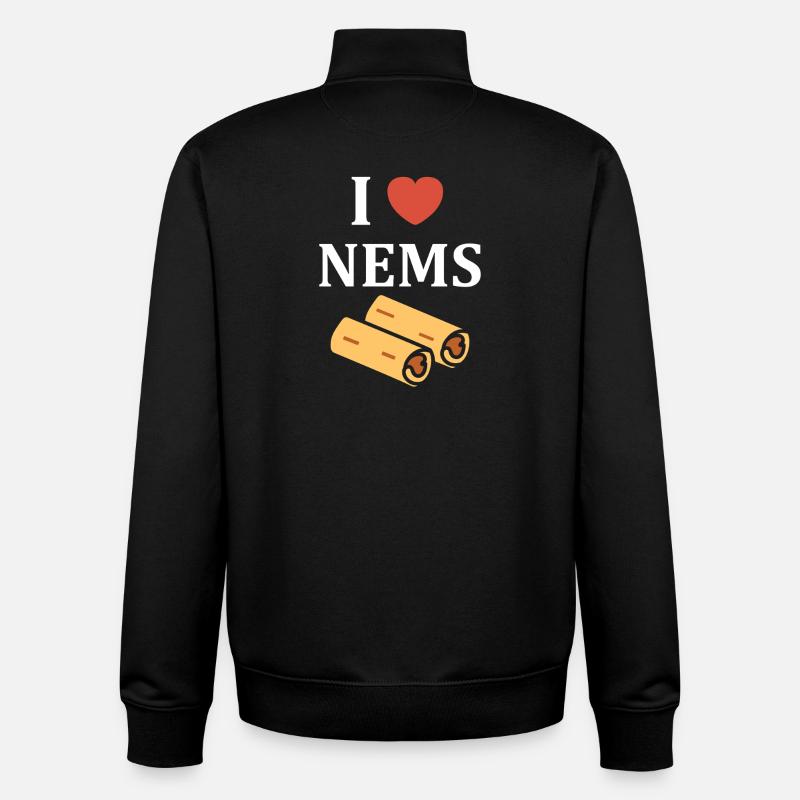 J aime Nems design gourmand - Sweat zippé unisexe en coton bio Stanley/Stella - noir