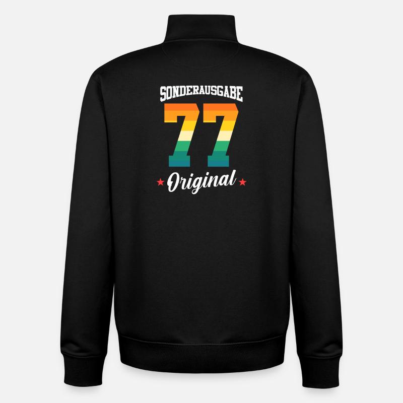 77 Anniversaire - Sweat zippé unisexe en coton bio Stanley/Stella - noir