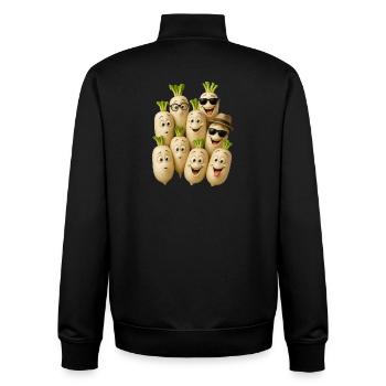 Happy Radish Characters - Unisex Organic Zip Sweatshirt by Stanley/Stella - black - Back - AI Model Male 185 light (185cm)