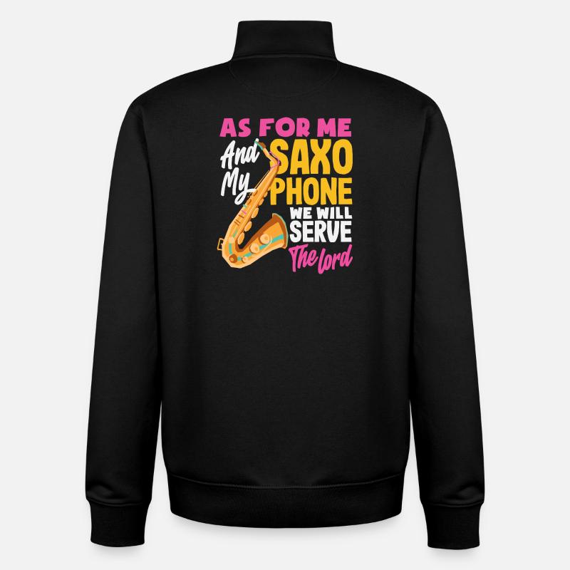 Saxophone - Sweat zippé unisexe en coton bio Stanley/Stella - noir