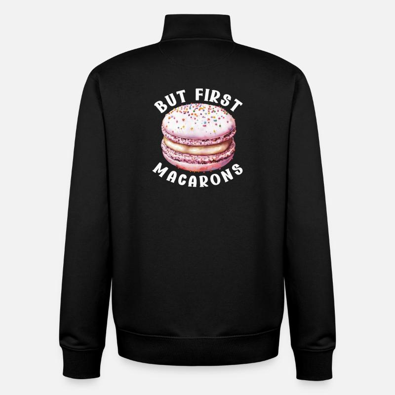 Macaron Desserts Français - Sweat zippé unisexe en coton bio Stanley/Stella - noir