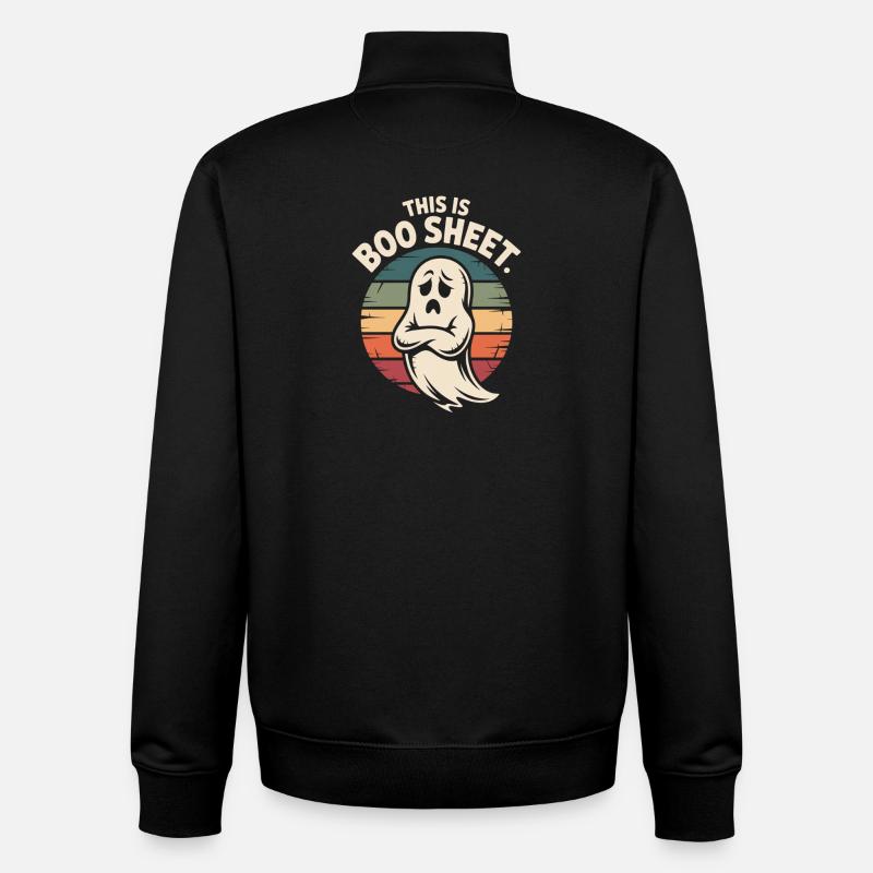 Fantôme Halloween Rétro - Sweat zippé unisexe en coton bio Stanley/Stella - noir