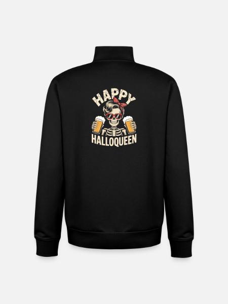 Happy Hallqueen Skelett mit Biergläsern - Unisex Organic Zip Sweatshirt von Stanley/Stella - Schwarz