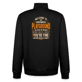 Boomer Playground Spruch Humor - Unisex Organic Zip Sweatshirt von Stanley/Stella - Schwarz - Hinten - AI Model Male 185 light (185cm)