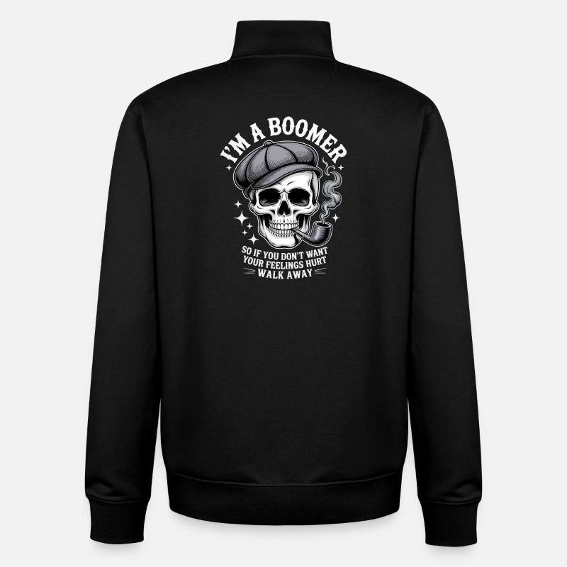 Crâne avec sifflet Bomber Humour - Sweat zippé unisexe en coton bio Stanley/Stella - noir