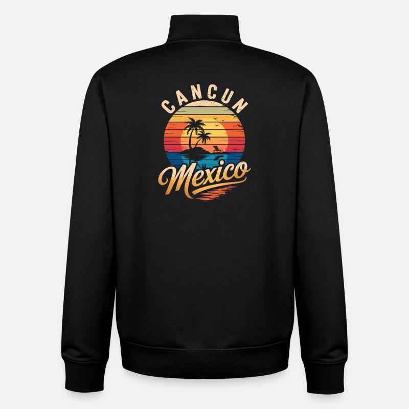 Cancun Rétro Plage Soleil - Sweat zippé unisexe en coton bio Stanley/Stella - noir