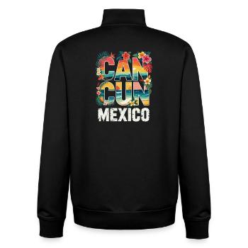 Cancun, Mexique, Typographie tropicale - Sweat zippé unisexe en coton bio Stanley/Stella - noir - Dos - AI Model Male 185 light (185cm)