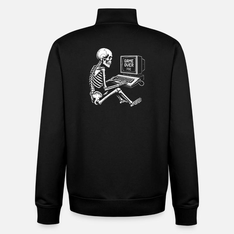 Skeleton Gamer an der Konsole - Unisex Organic Zip Sweatshirt von Stanley/Stella - Schwarz