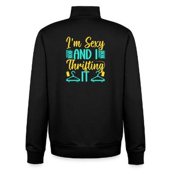 Thrift Shopper I´m Sexy & I Thrifting It Thrift - Unisex Organic Zip Sweatshirt von Stanley/Stella - Schwarz - Hinten - AI Model Male 185 light (185cm)