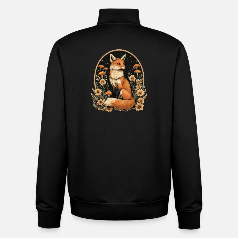 Fuchs Wald Pilze - Unisex Organic Zip Sweatshirt von Stanley/Stella - Schwarz