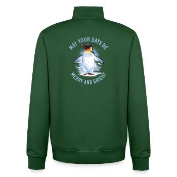 May your days be merry – Emperor Penguin - Unisex Organic Zip Sweatshirt by Stanley/Stella - bottle green - Back - AI Model Male 185 dark (185cm)