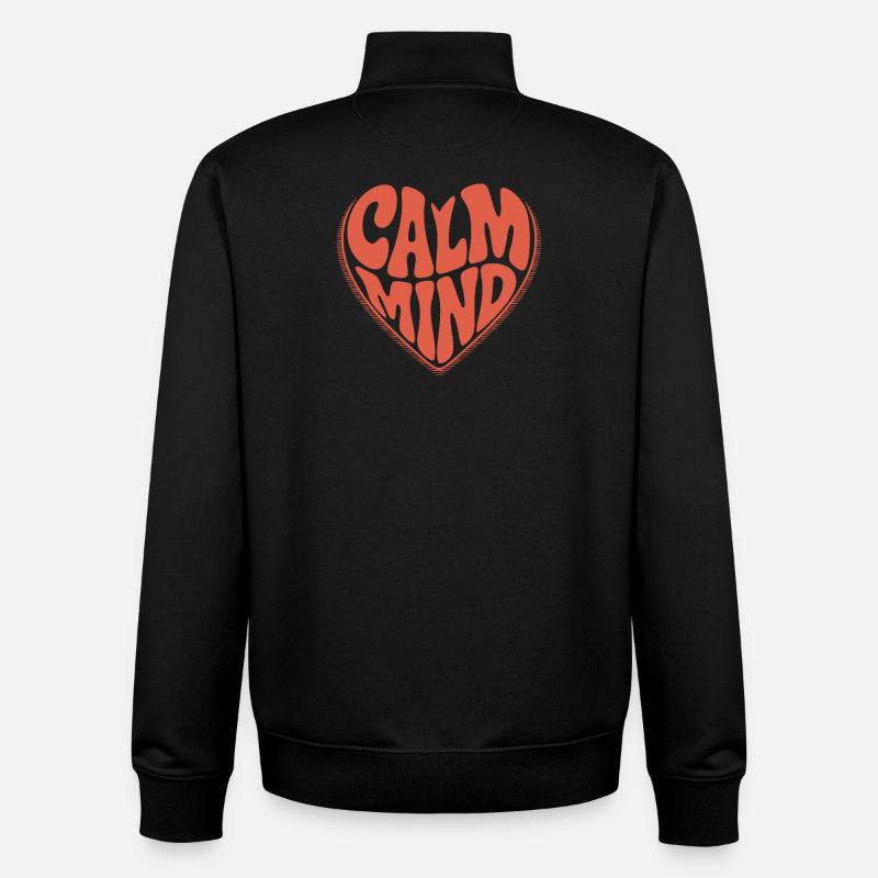 Calm Mind – Retro Herz Design - Sweat zippé unisexe en coton bio Stanley/Stella - noir