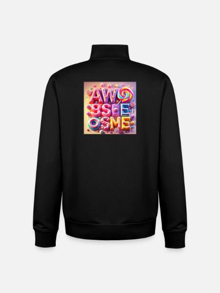 Candy Lettering Awesome - Unisex Organic Zip Sweatshirt by Stanley/Stella - black