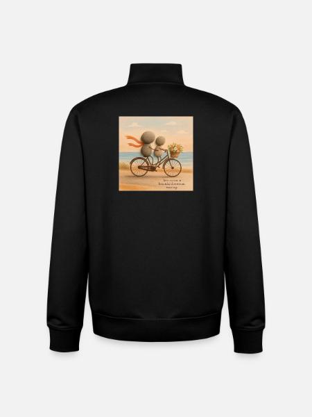 Love Moves on a Stone Bicycle - Unisex Organic Zip Sweatshirt by Stanley/Stella - black